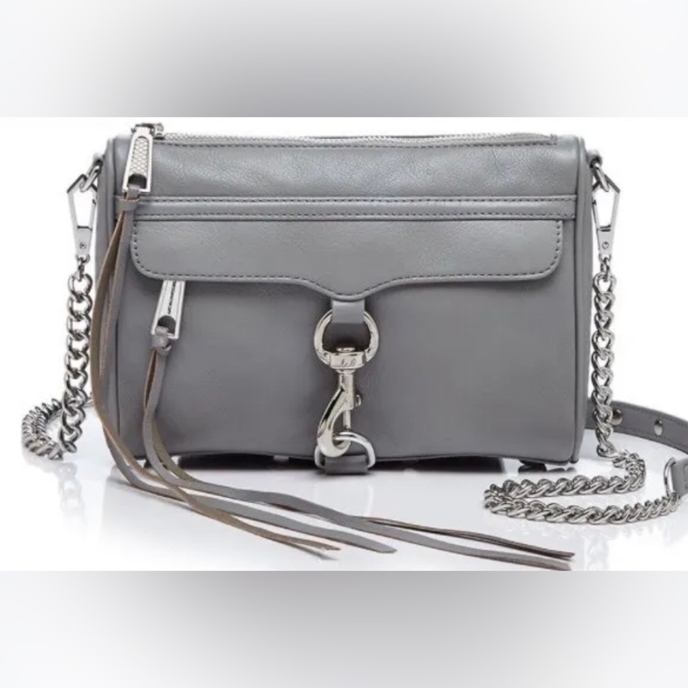 REBECCA MINKOFF Grey Leather Mini MAC Crossbody NEVER USED